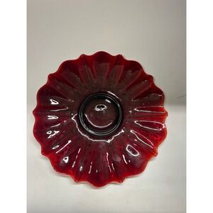 Vintage Anchor Hocking "Oyster & Pearl" Ruby Red Glass Platter 13"